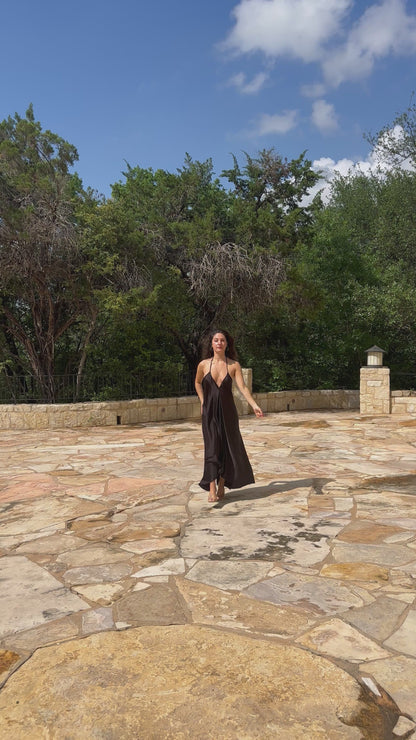 Ivy Dress - Black Satin Silk